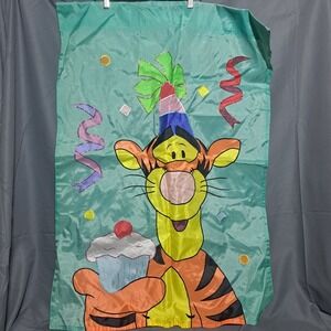 VTG '90s Disney Tigger Birthday Party Cupcake Garden‎ Flag 40 x 27